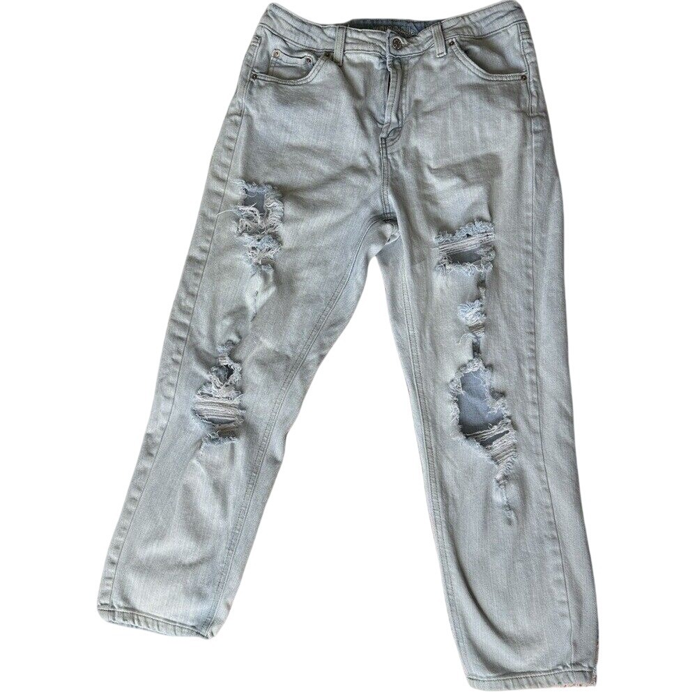 Wild Fable Distressed Mom Jeans Light‎ Wash Ripped Denim High Rise Size 10